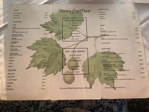 Menu  at Drakiana Taverna in Crete