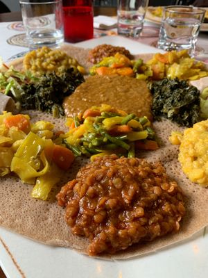 Vegan sharing platter at Queen Sheba in Montreal