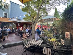 Outside patioo  at Oleana in Cambridge