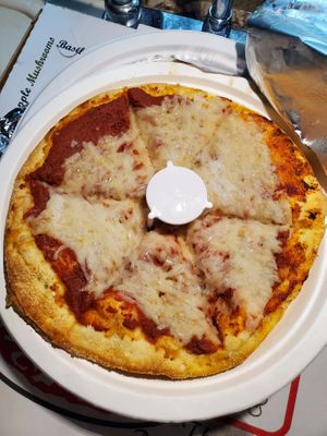 Vegan cheese pizza! at Tie Dye PIE Pizzaria in Lincoln City