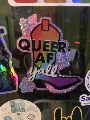 Inclusive sticker yay at HASH - Vegan Eats SA in San Antonio