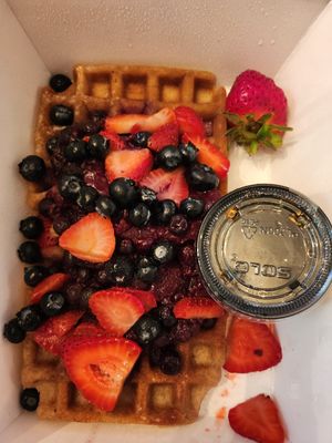 Waffles with berries at HASH - Vegan Eats SA in San Antonio