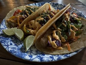 Phish tacos! Yum!  at HASH - Vegan Eats SA in San Antonio