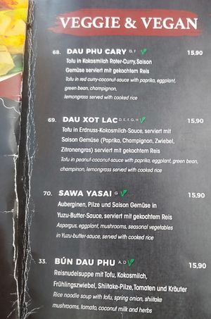 Menu at Soki Garden in Karlsruhe