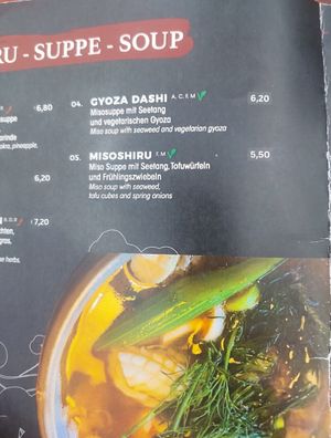 Menu at Soki Garden in Karlsruhe