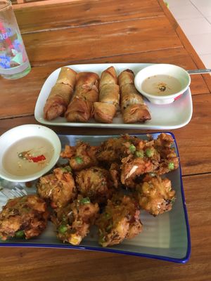 some  nice fried vegetables and spring rolls at Pattaya Vegetarian Food in Pattaya