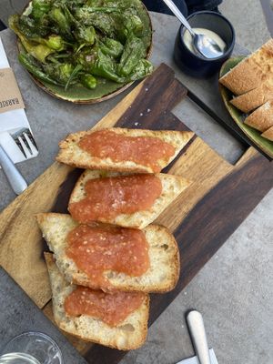 Pan con tomate y pradron peppers   at 21 Pinchos Fenix I in Rotterdam