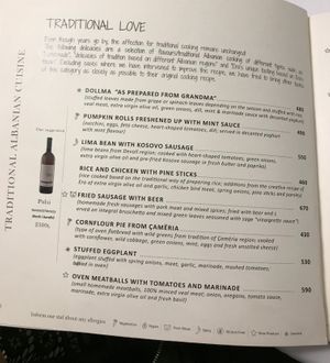 Vegetarian options at Era in Tirana