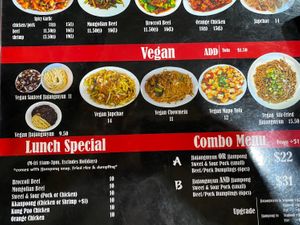 Vegan section on menu  at Zzamong in Los Angeles