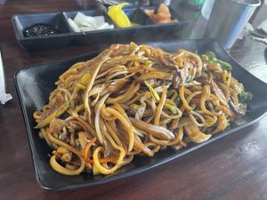 Vegan chow mein   at Zzamong in Los Angeles