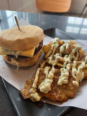 Vegan breakfast sandwich and smashed potatoes 🔥  #Veganuary at Ghostlight Coffee - Midtown in Dayton
