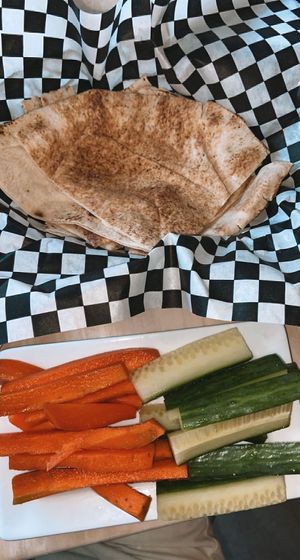 pita and veggies to dip  at Meza in Orlando