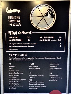 Vegan options clearly listed 🍕  at Old Scratch - Patterson Blvd in Dayton