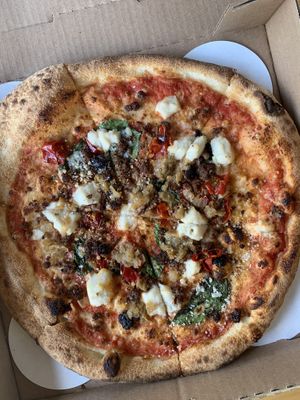 Vegan ‘Mr. Scratch’ pizza  at Old Scratch in Centerville
