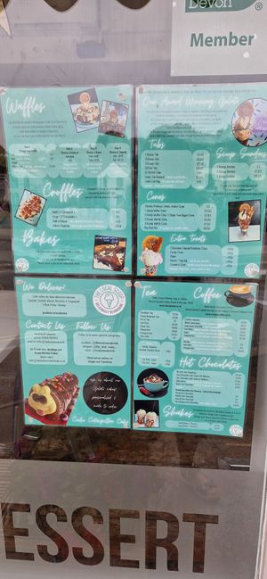 This is the menu - they will do waffles, shakes and sundaes vegan. About half the toppings and sauce options are suitable too, but on a board inside. at The Local Scoop in Dawlish