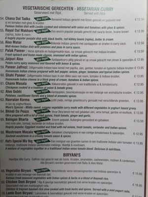 Vegan options at Indian Hut in Aalsmeer