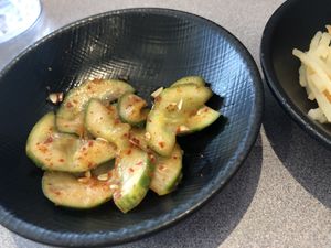 Oi-muchim (spicy cucumbers)  at Seoul Mama in Bloomington