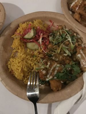 Gambian curry (i forgot your photograph before mashing it around!) at Fusca Vegan at The Neighbourhood  in Leamington Spa