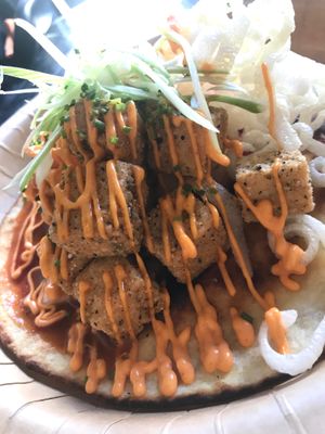 Salt & pepper tofu, kimchi and flatbreads  at Fusca Vegan at The Neighbourhood  in Leamington Spa