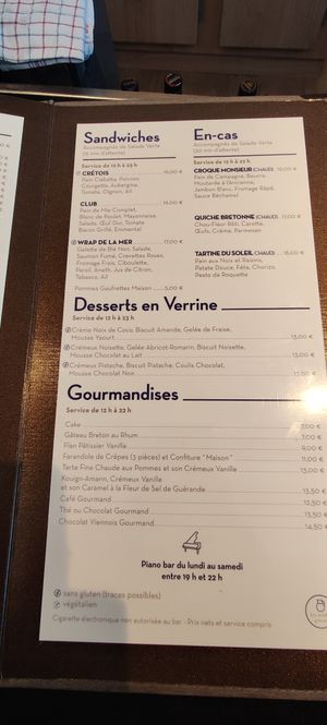 menu mai 2024 at Bar La Passerelle in Saint-malo