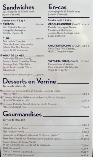 Menu (10/09/24)  at Bar La Passerelle in Saint-malo