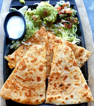 vegan chickn quesadilla at Nacho Daddy in Salt Lake City
