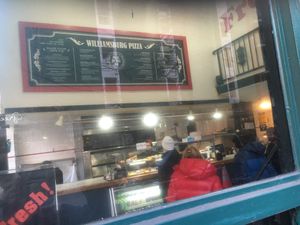 Inside pizzeria at Williamsburg Pizza in New York City
