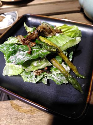 Sharing platter of Asparagus with mushrooms and walnut dressing at The Electric in Cork