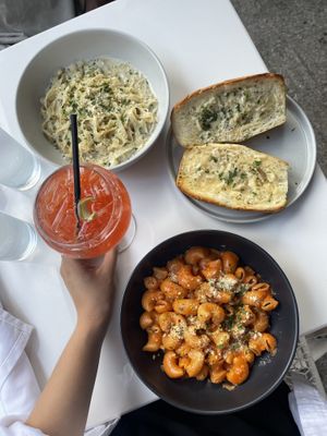 delicious pastas & garlic bread at Sestina in New York City