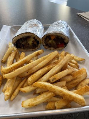 Philly cheese steak with side of fries  at V's Diner in Casselberry