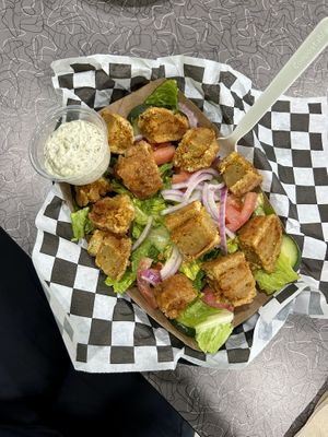 Garden Salad with Fried Chicken and Ranch  at V's Diner in Casselberry