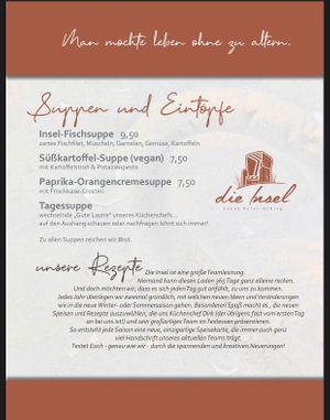 Speisekarte  at Die Insel in Sankt Peter-ording
