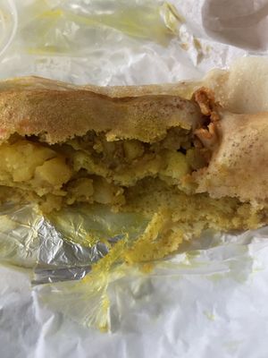 Masala dosa. So good I couldnt wait before taking the pic. Haha  at Bhajiya in Surry Hills