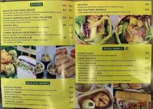 Menu  at Bhajiya in Surry Hills