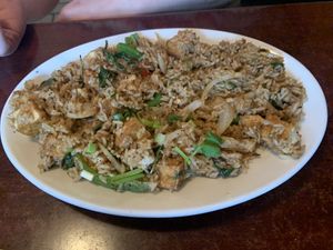 Spicy basil fried rice tofu  at Thai-Lao Restaurant in Myrtle Beach