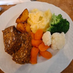 Homemade nut roast at Ruskins in Nerja