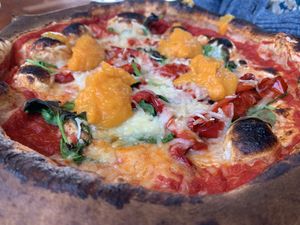 VG pizza with pumpkin   at Mozza in St Andrews