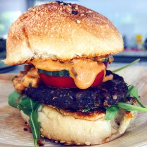 SquareOne - vegan traditional burger at V Square Burger in Ramnicu Valcea