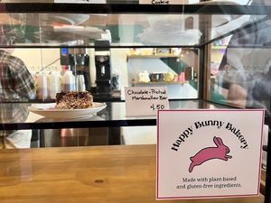 All-vegan treats from Happy Bunny Bakery in the case   at Billie Gold Bubble Tea in Dayton