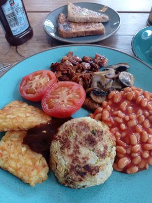 Vegan breakfast at At Home Cafe & Bistro in Grange-over-sands