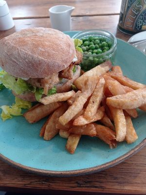 Tofish butty at At Home Cafe & Bistro in Grange-over-sands