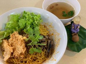 Signature dish - Mushroom OmniMinced mee kia. Photo by Mr Henry Lau aka Mr Purple at Chee Wei 啟維素食 - Potong Pasir  in Central Singapore