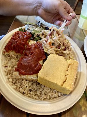 BBQ Tempeh Plate  at Peace Cafe in Honolulu