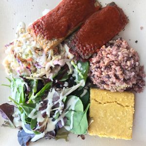 BBQ plate  at Peace Cafe in Honolulu