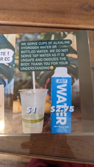 Alkaline water BS at Peace Cafe in Honolulu
