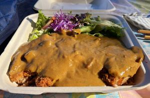Katsu curry plate at Peace Cafe in Honolulu