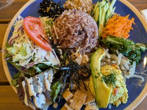 Peace Sampler was incredible! So was the soup of the day and mochi cake! at Peace Cafe in Honolulu