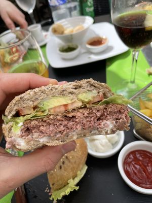Vegan burger  at La Placeta in La Palma