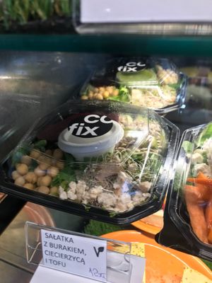 Beetroot, pear, smoked tofu and chickpea salad at Cofix - Swietokrzyska in Warsaw