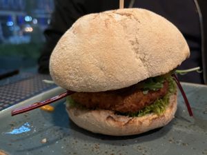 vegan burger with fake meat   at Peter Pane in Stuttgart